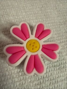 Pink Daisy Shoe Charm with Yellow Center